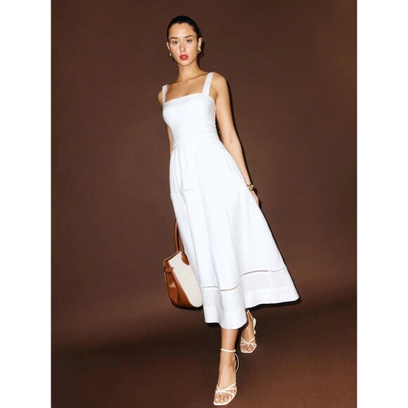 NWOT Reformation Everett Linen Dress in White - Picture 5 of 16